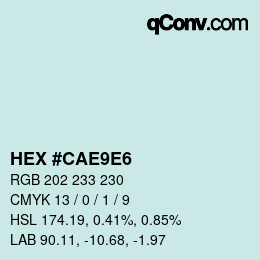 Color code: HEX #CAE9E6 | qconv.com
