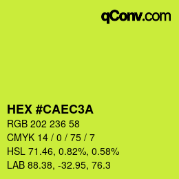 カラーコード: HEX #CAEC3A | qconv.com