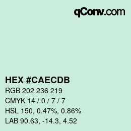 颜色代码: HEX #CAECDB | qconv.com