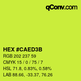 Color code: HEX #CAED3B | qconv.com