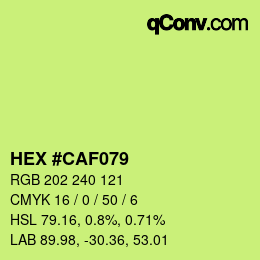 カラーコード: HEX #CAF079 | qconv.com