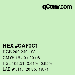 Color code: HEX #CAF0C1 | qconv.com