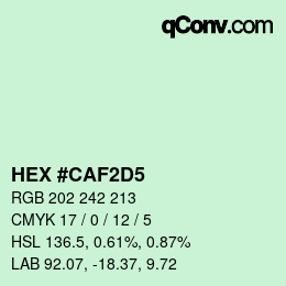 Color code: HEX #CAF2D5 | qconv.com
