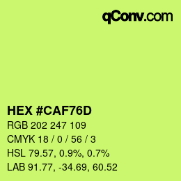 Color code: HEX #CAF76D | qconv.com
