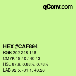 Color code: HEX #CAF894 | qconv.com