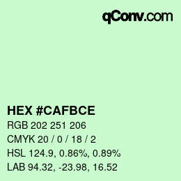 Color code: HEX #CAFBCE | qconv.com