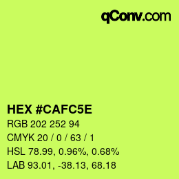カラーコード: HEX #CAFC5E | qconv.com