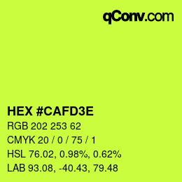 Farbcode: HEX #CAFD3E | qconv.com