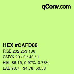 颜色代码: HEX #CAFD88 | qconv.com