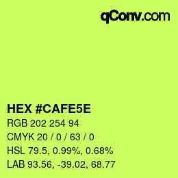 Código de color: HEX #CAFE5E | qconv.com