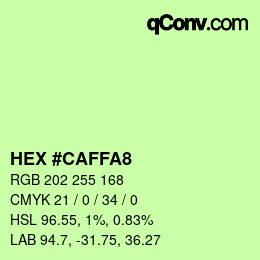 Farbcode: HEX #CAFFA8 | qconv.com