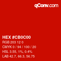 Color code: HEX #CB0C00 | qconv.com