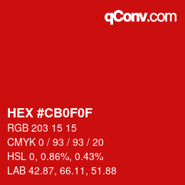 Color code: HEX #CB0F0F | qconv.com