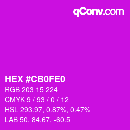 Color code: HEX #CB0FE0 | qconv.com