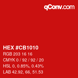 Color code: HEX #CB1010 | qconv.com