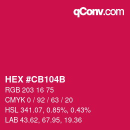 颜色代码: HEX #CB104B | qconv.com