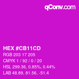 Code couleur: HEX #CB11CD | qconv.com
