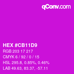 Color code: HEX #CB11D9 | qconv.com