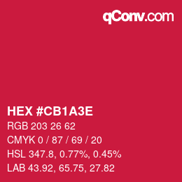 Color code: HEX #CB1A3E | qconv.com