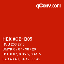 Color code: HEX #CB1B05 | qconv.com