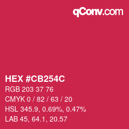 颜色代码: HEX #CB254C | qconv.com