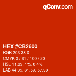 カラーコード: HEX #CB2600 | qconv.com