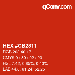 Color code: HEX #CB2811 | qconv.com