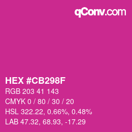 Farbcode: HEX #CB298F | qconv.com