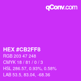 Color code: HEX #CB2FF8 | qconv.com