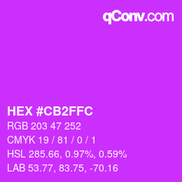 Color code: HEX #CB2FFC | qconv.com