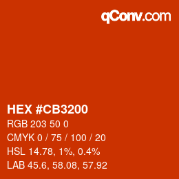 Code couleur: HEX #CB3200 | qconv.com