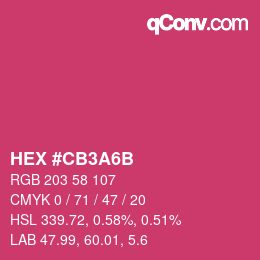 Color code: HEX #CB3A6B | qconv.com