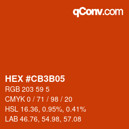カラーコード: HEX #CB3B05 | qconv.com