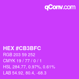 Farbcode: HEX #CB3BFC | qconv.com