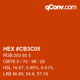 Color code: HEX #CB3C05 | qconv.com