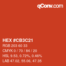 Color code: HEX #CB3C21 | qconv.com