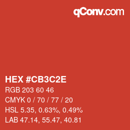 Color code: HEX #CB3C2E | qconv.com
