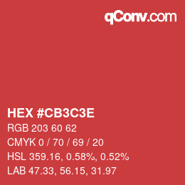 Código de color: HEX #CB3C3E | qconv.com