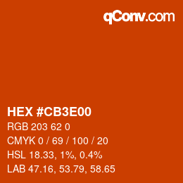 Color code: HEX #CB3E00 | qconv.com