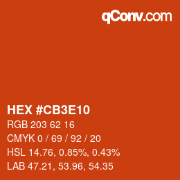 Color code: HEX #CB3E10 | qconv.com
