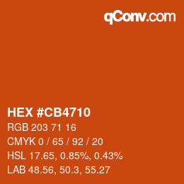 颜色代码: HEX #CB4710 | qconv.com