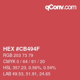 Color code: HEX #CB494F | qconv.com