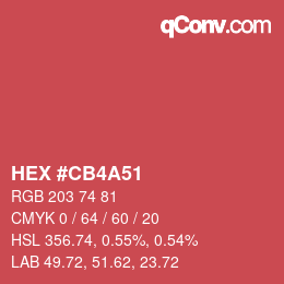 Farbcode: HEX #CB4A51 | qconv.com