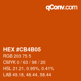 Farbcode: HEX #CB4B05 | qconv.com