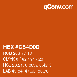 Color code: HEX #CB4D0D | qconv.com