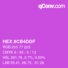 Farbcode: HEX #CB4DDF | qconv.com