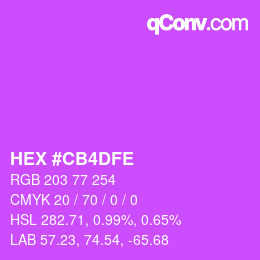 Farbcode: HEX #CB4DFE | qconv.com