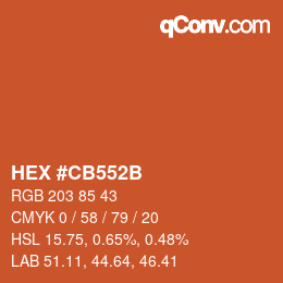 Farbcode: HEX #CB552B | qconv.com