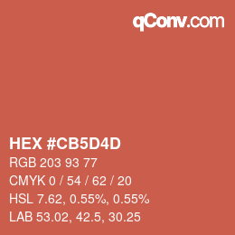 Color code: HEX #CB5D4D | qconv.com