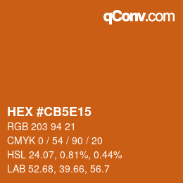 Color code: HEX #CB5E15 | qconv.com